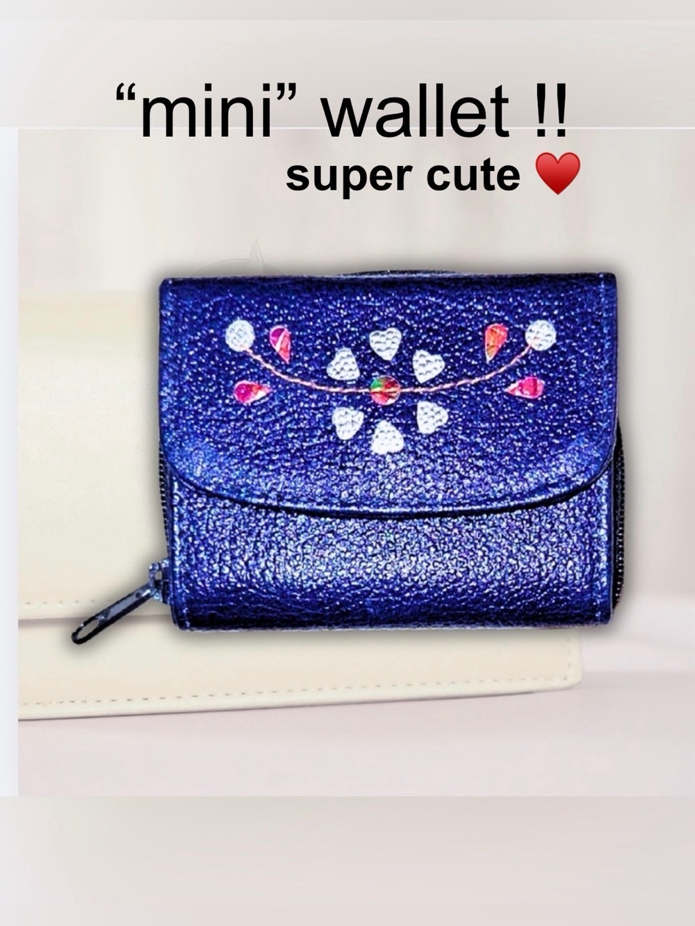 Cutest little “mini” Wallet. Sapphire Blue with cutout flowers. Delightful 😍
